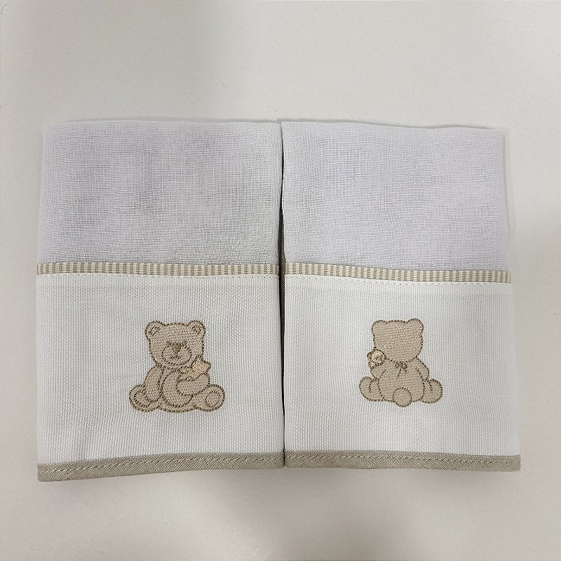 Conjunto de fralda de boca bebê ursinho bege