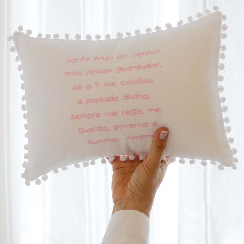 Almofada Oração Santo Anjo - Rosa