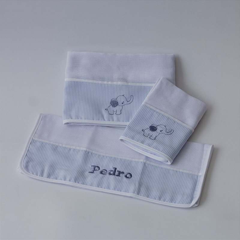 Kit com fralda de boca e ombro - Elefante