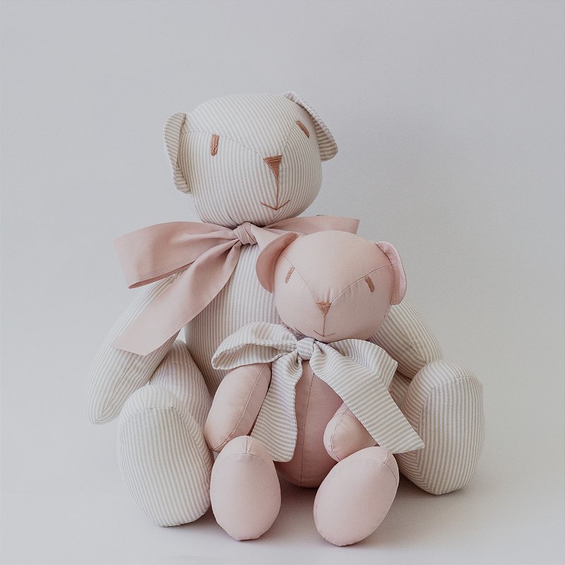 Dupla de ursos de tecido - Bege e rosê