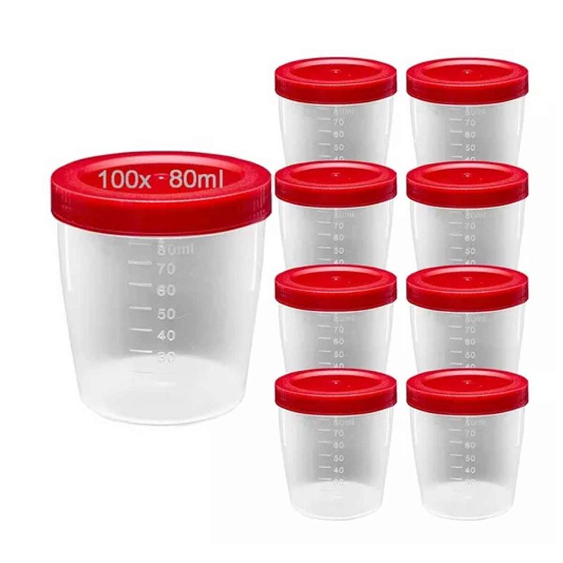 Frasco Coletor Universal Urina 80 Ml Estéril Pacote Com 100