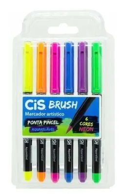 Kit Brush Pen Neon Aquarelável Cis - Papelaria Fabricatto - Fabricatto