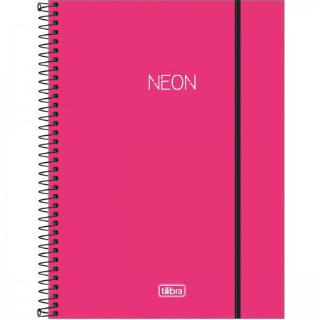 Caderno Espiral Neon Rosa Tilibra - Papelaria Fabricatto - Fabricatto