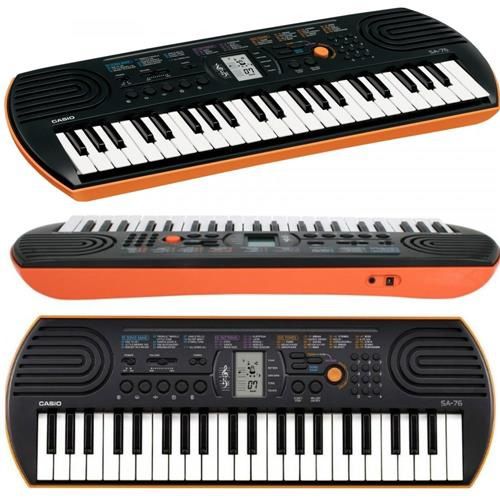 Teclado Infantil Casio SA76 AH2 44 Teclas Preto Laranja- - Carneiro