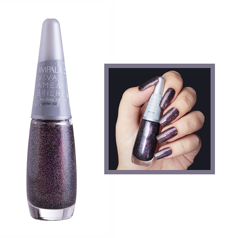 Esmalte Coleção Viva Ame Brilhe Glitter Cor Na Mira 3D 7,5ml Impala