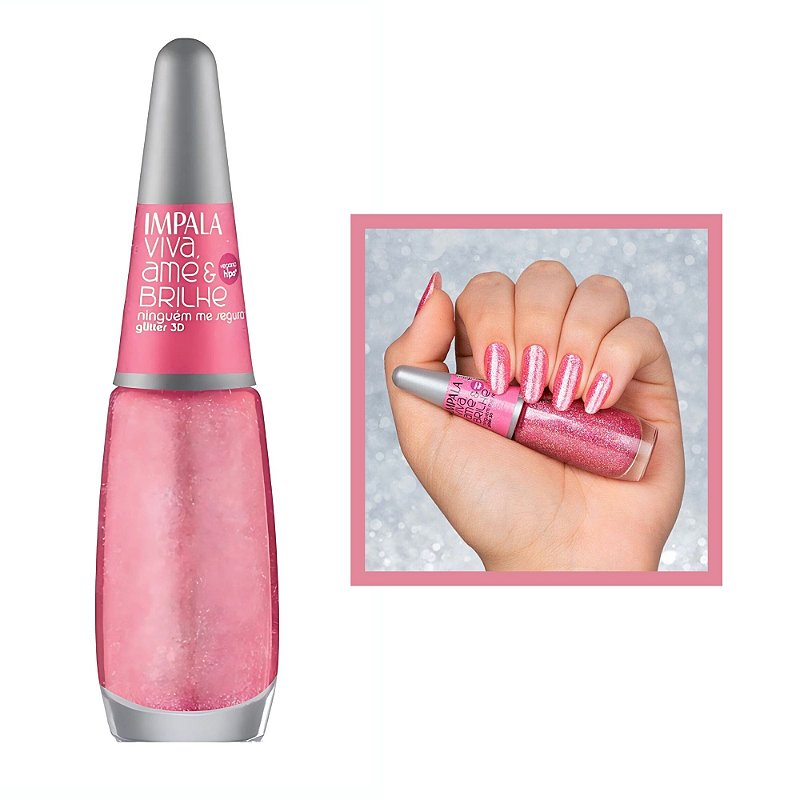 Esmalte Coleção Viva Ame Brilhe Glitter Cor Ninguém Me Segura 7,5ml Impala