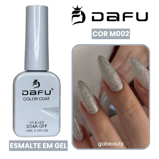 Esmalte em Gel UV & LED M002 Glitter Prata 10ml Dafu