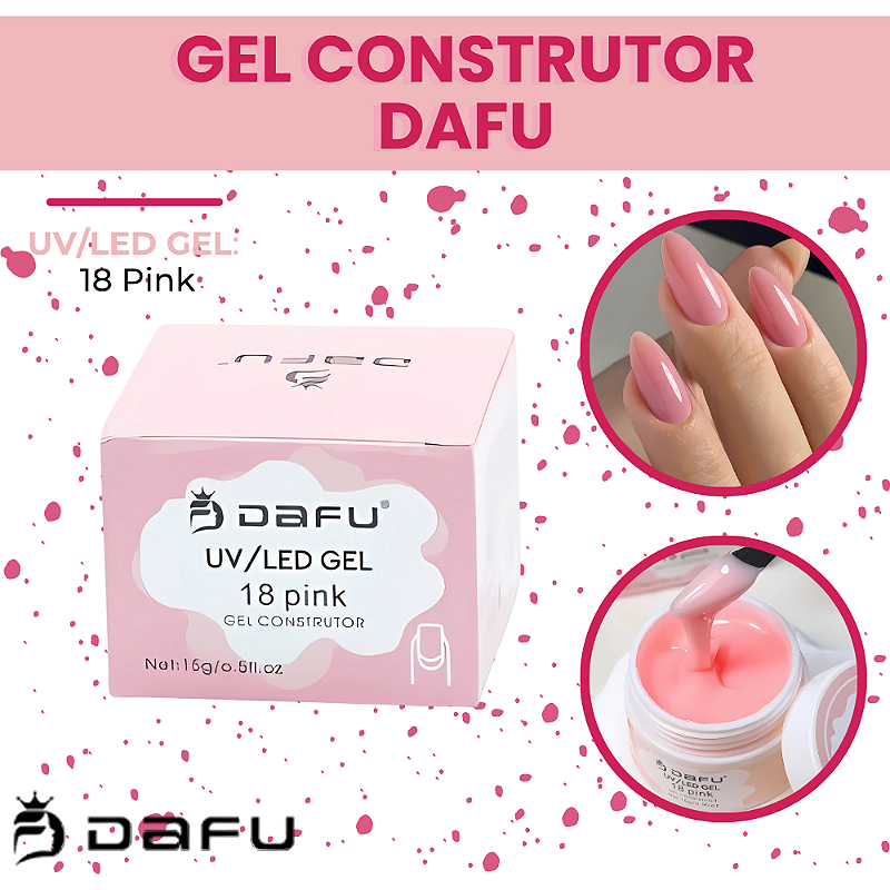 Gel Construtor Unha em Gel UV/LED 18 Pink 15g Dafu