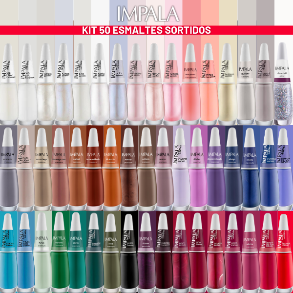Kit 50 Esmaltes Impala A Cor da Sua Moda Sortidos