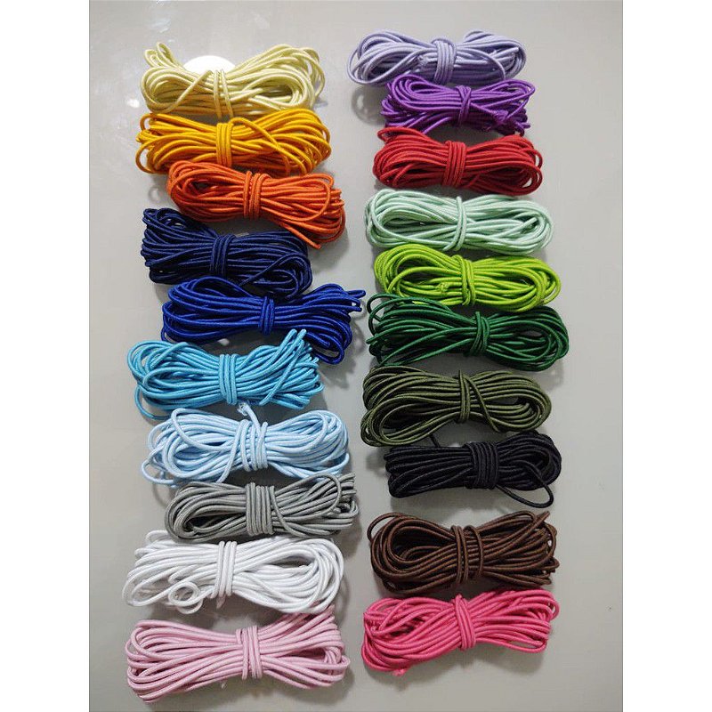 Elástico roliços colorido 2,5mm - Pacote com 5 metros - Mimos ...