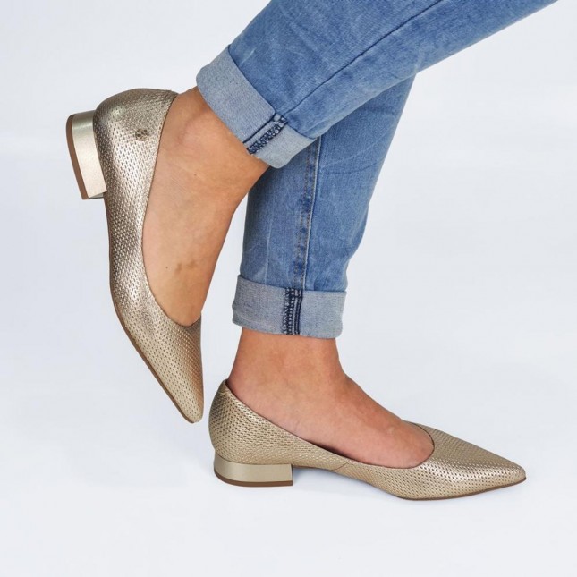 Bottero Sapatilha Bico Fino Dourada Roma Perfumaria