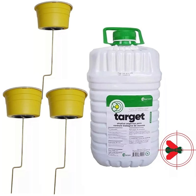 Target Insecticida 3 Armadilhas Para Mosca + Refil Atrativo 5 Litros Target - Pestshop