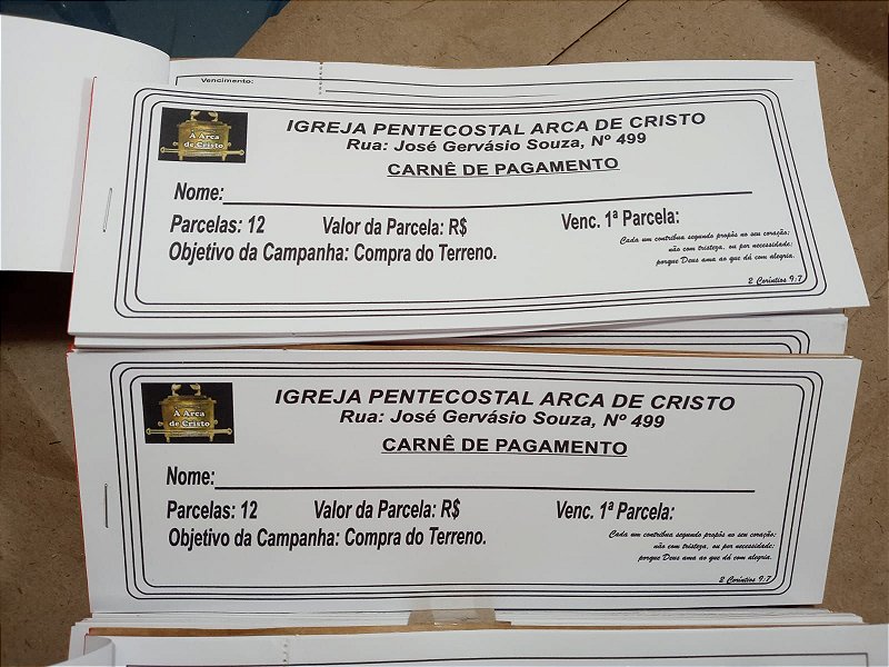 Carnês de Pagamento Personalizados (Capas + Miolos) - V&S COPIADORA