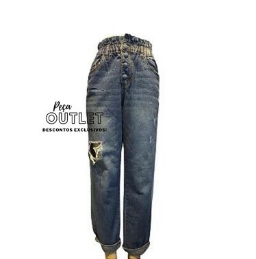 Calça Jeans Azul Slim Elástico Na Cintura Destroyed - Tvz - Garimpo Nós