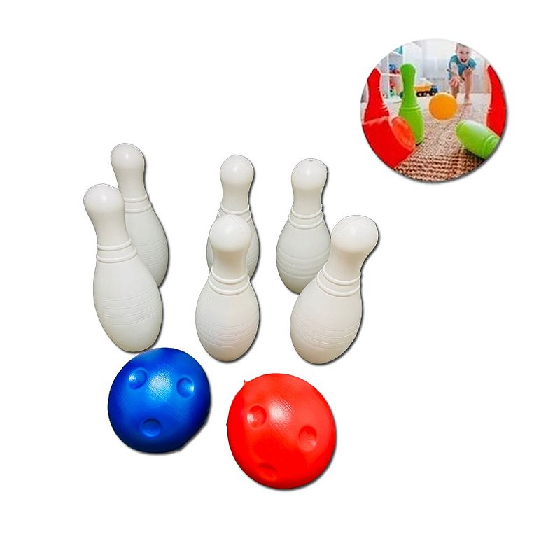 Jogo De Boliche Infantil, 8 Pinos De 10 Cm 2 Bolas De 5 Cm Bowling Game