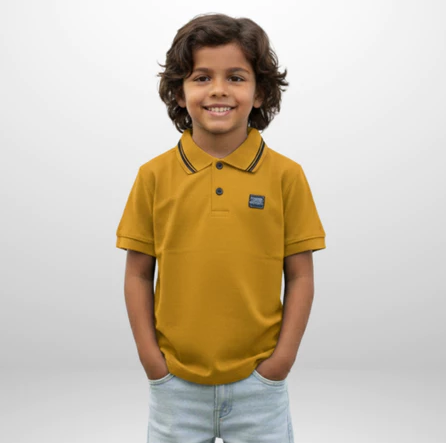 Camisa Gola polo Infantil 2 ao 14 anos - Mostarda