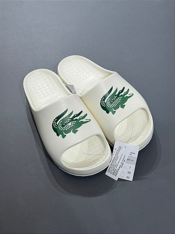 Slide Lacoste Nuvem Branco - Granfino Store | Seu estilo está aqui