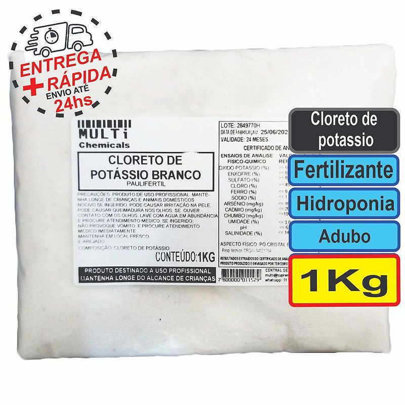 Cloreto de Potássio 1KG Multichemicals Cloreto de Potássio 1KG Multichemicals