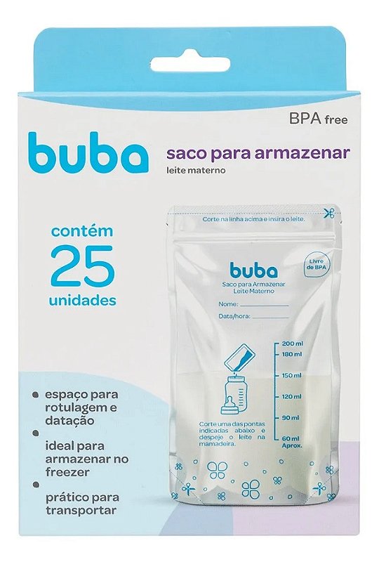 Leite Saco Saco Armazenar Leite Materno 200ml Buba - Carmona Multimarcas ...