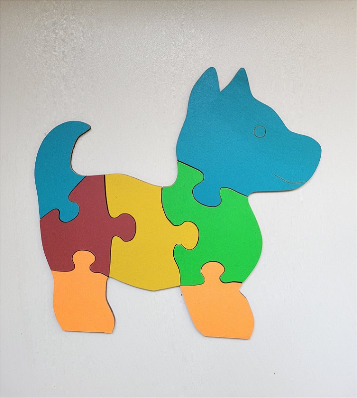 Quebra-cabeça cachorro MDF colorido - DONA MADHAME ATELIE