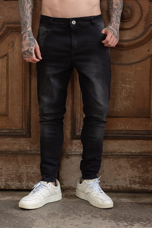 Calça Masculina Calca Esquine Preta Skinny Jeans Preta CalÃ§as