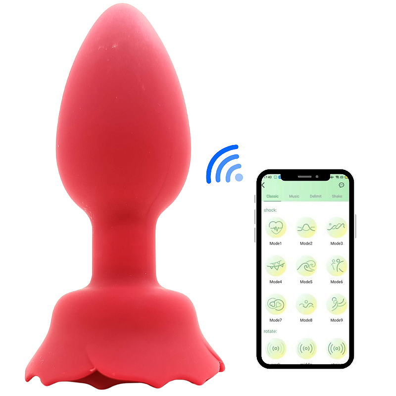 Plug Anal Formato de Flor com Vibração via Aplicativo