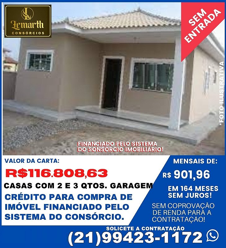 CONSÓRCIO DE IMÓVEIS - CASAS EM RIO DE JANEIRO - RJ R$116.808,63