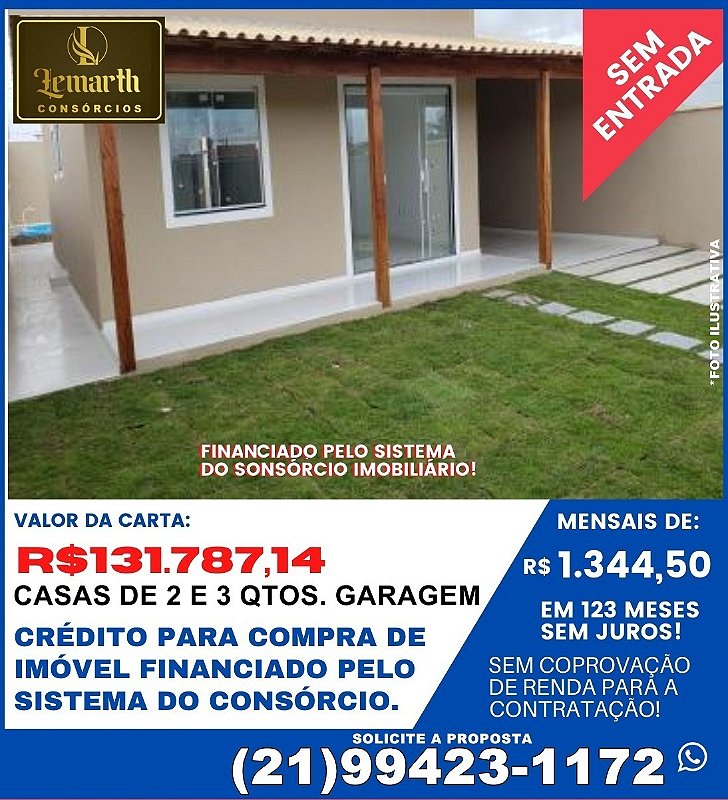 CONSÓRCIO DE IMÓVEIS - CASAS EM RIO DE JANEIRO - RJ R$131.787,14