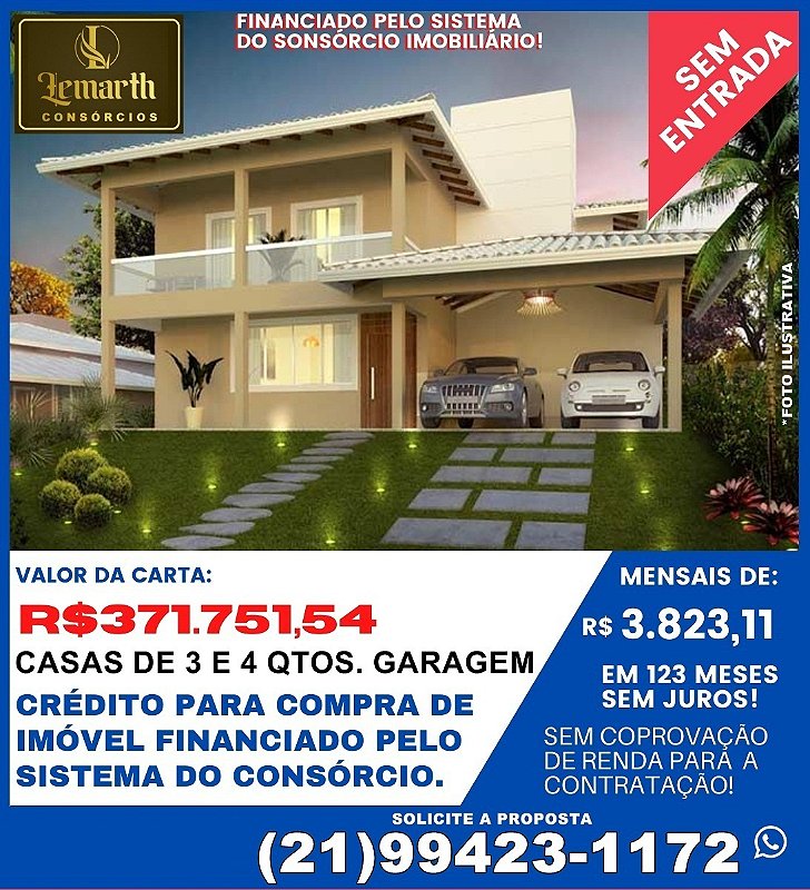 CONSÓRCIO DE IMÓVEIS - CASAS EM RIO DE JANEIRO - RJ R$371.751,45