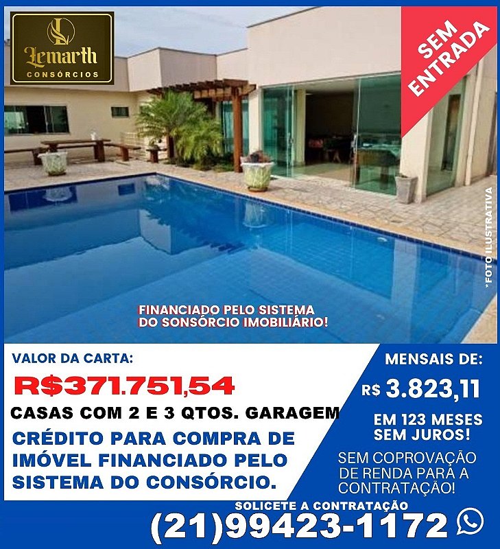 CONSÓRCIO DE IMÓVEIS - CASAS EM JPA - RIO DE JANEIRO - RJ R$371.751,45