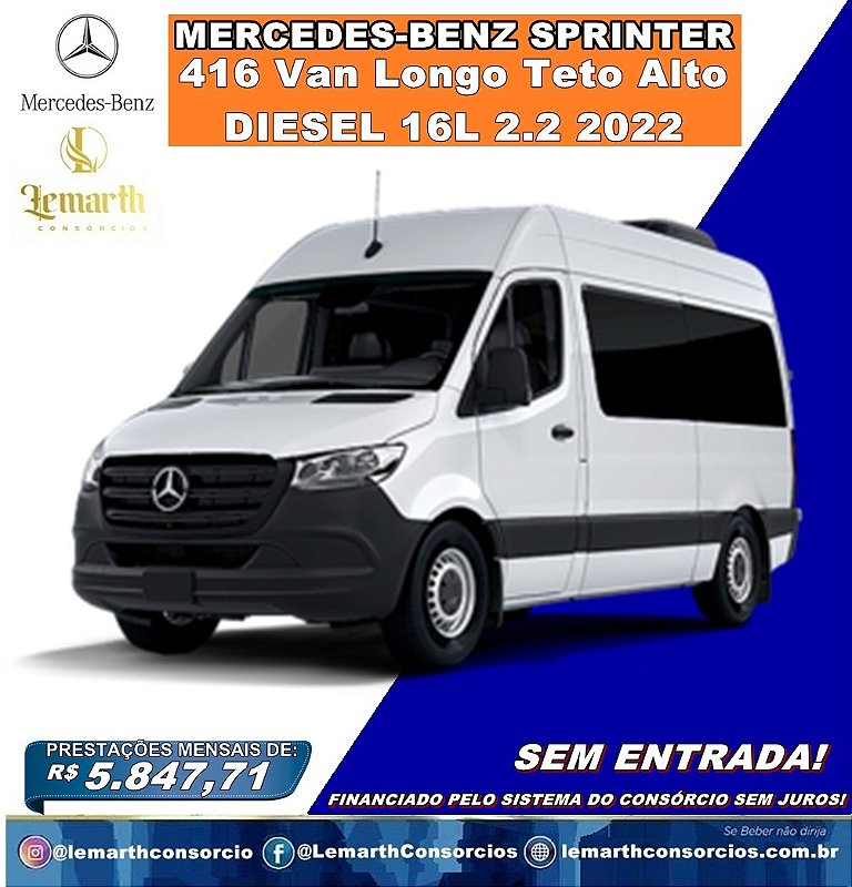 Mercedes-Benz Sprinter 416 Van Longo Teto Alto 16L 2.2 Diesel 0KM