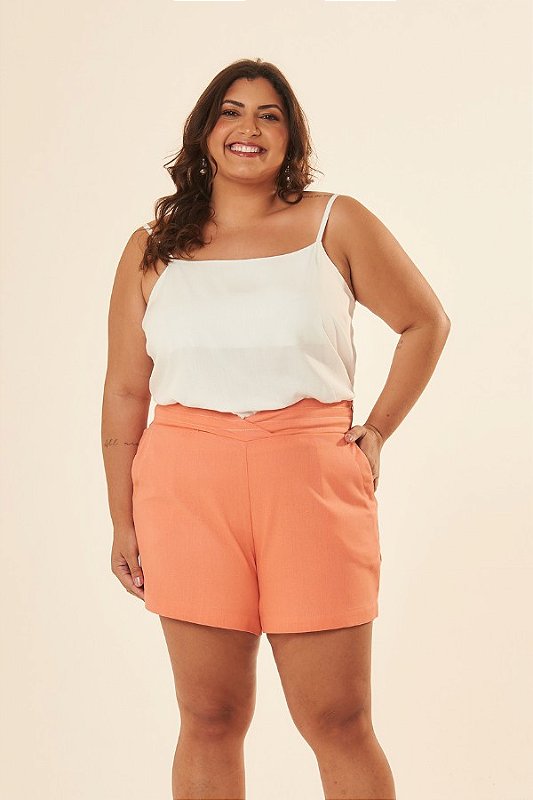 Shorts Linho Pesponto Papaya