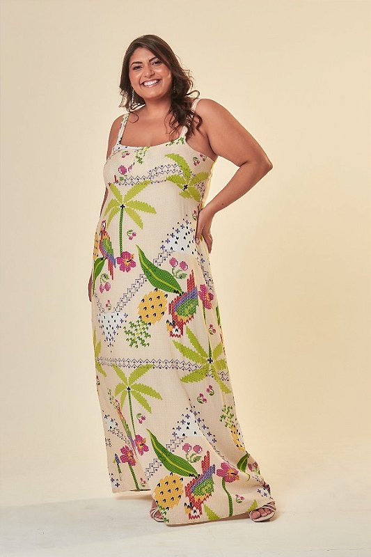 Vestido Longo Ponto Cruz