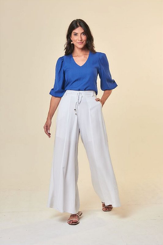 Calça Pantalona Godê Branca