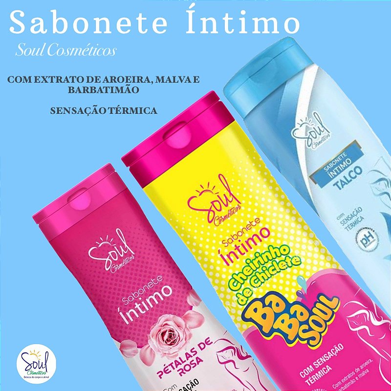 Sabonete Intimo Soul Fragrâncias Talco, Pétala de Rosa e BabaSoul