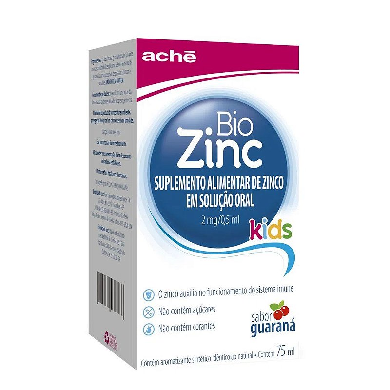 Biozinc Suplemento Alimentar Líquido BioZinc Kids Sabor Guaraná 75ml ...