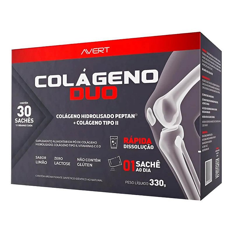 Suplemento Alimentar Em Pó Colágeno Duo Sabor Limão Com 30 Sachês