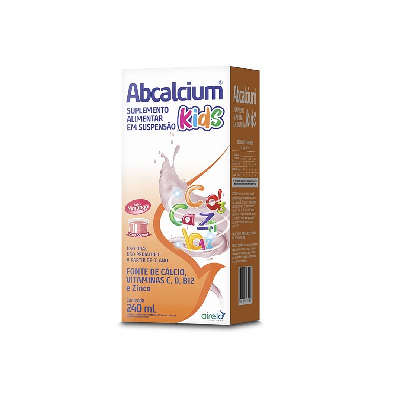 Suplemento Alimentar Líquido Abcalcium Kids Em Suspensão Sabor Morango ...