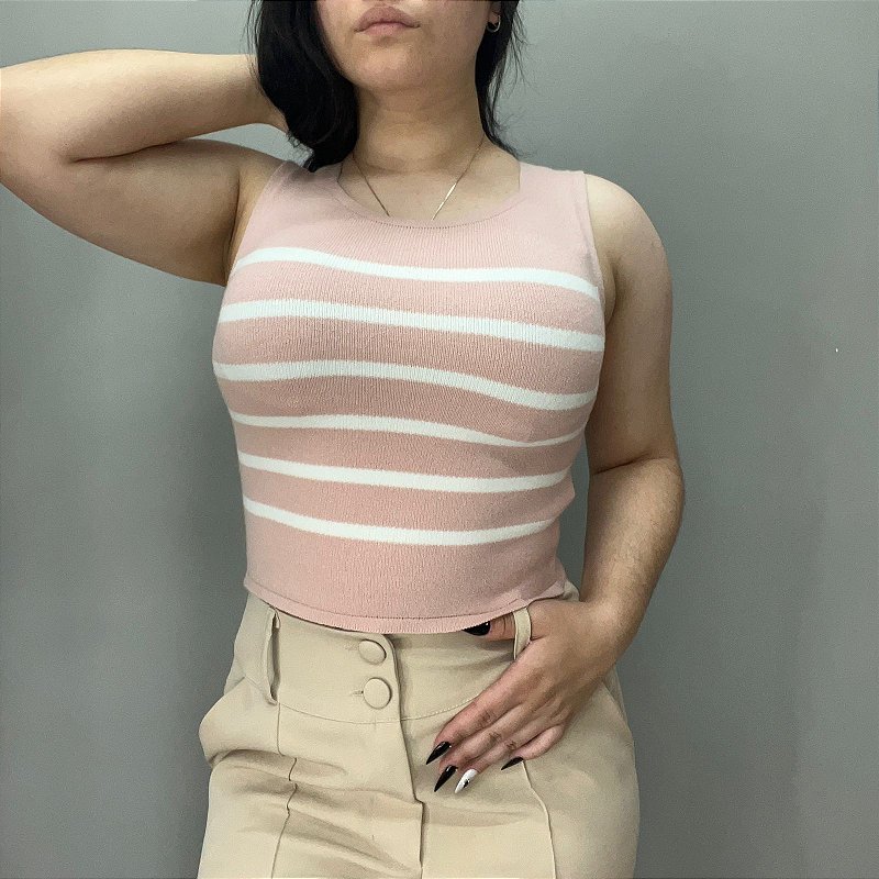 Cropped Tricô-Modal Listrado