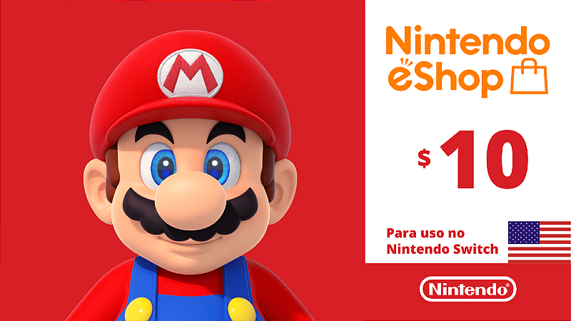Cartão Nintendo eShop USA 10 Dólares - Código Digital - Playce - Games ...