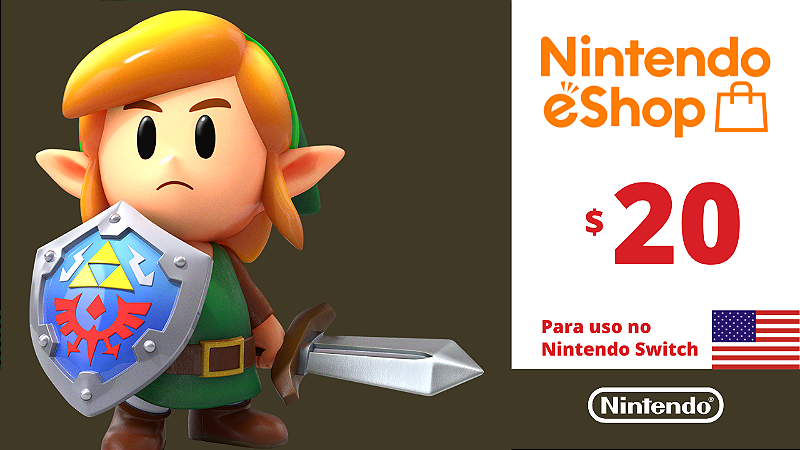 Cartao Nintendo eShop USA 20 Dolares Codigo Digital Playce Games Gift Cards