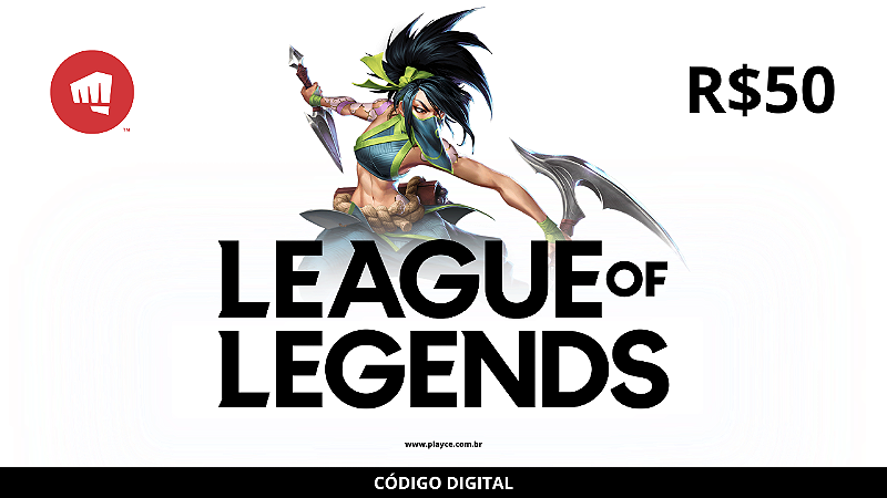 Gift Card League of Legends 50 reais - Riot Points - Playce - Games ...