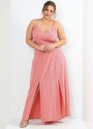 Vestido Rosa Longo Com Fendas 72547