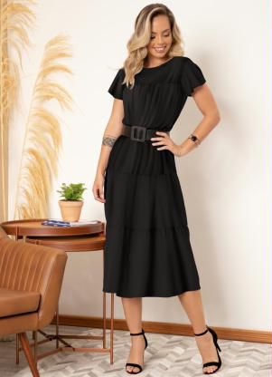 Vestido Preto Em Camadas 74047