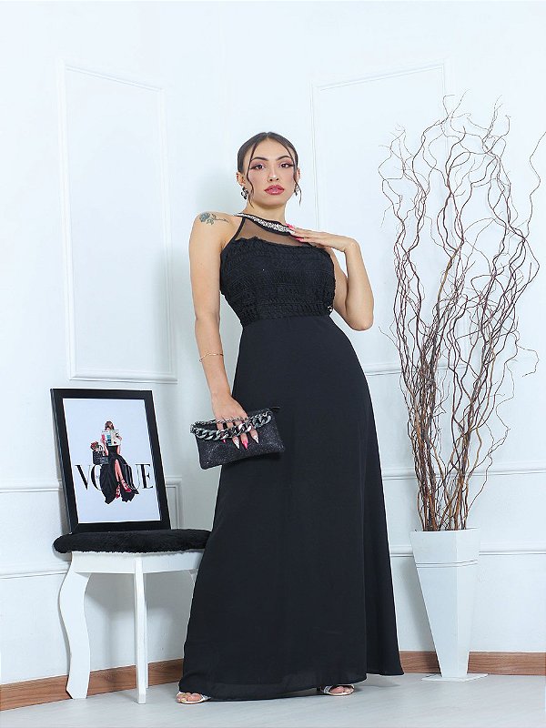 Vestido Longo Sem Manga com Forro 103872