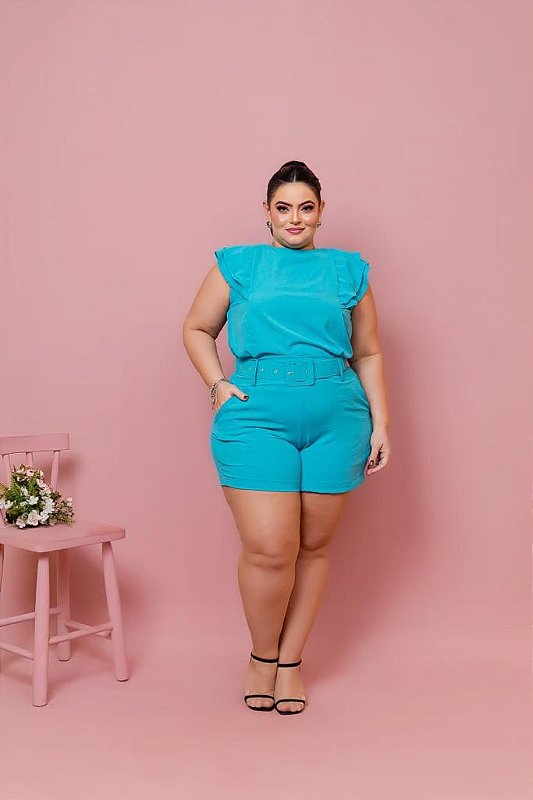 Conjunto Blusa Assimetrica + Short Plus Size Jessica - 213512 - KIDIVA PLUS