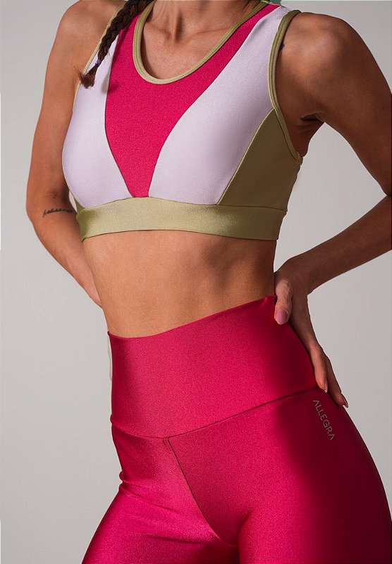 TOP HIBISCO OLIVA/BRANCO/LICHIA