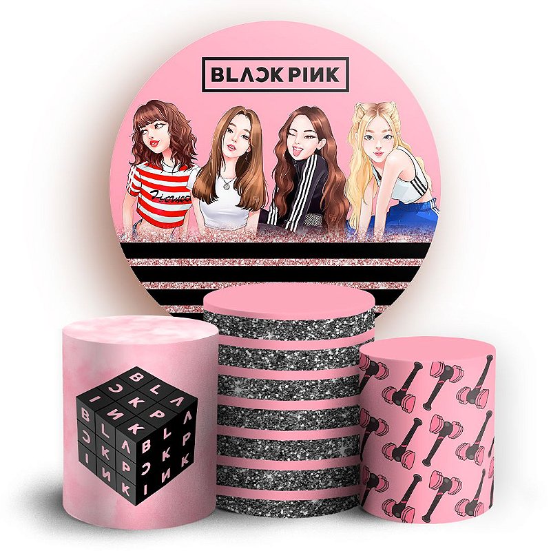 KIT Redondo e Trio Black Pink Sublimado 3D Sublistamps Sublimação