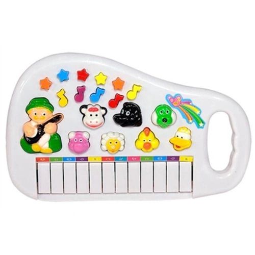 Piano teclado infantil com música e sons de animais da fazenda