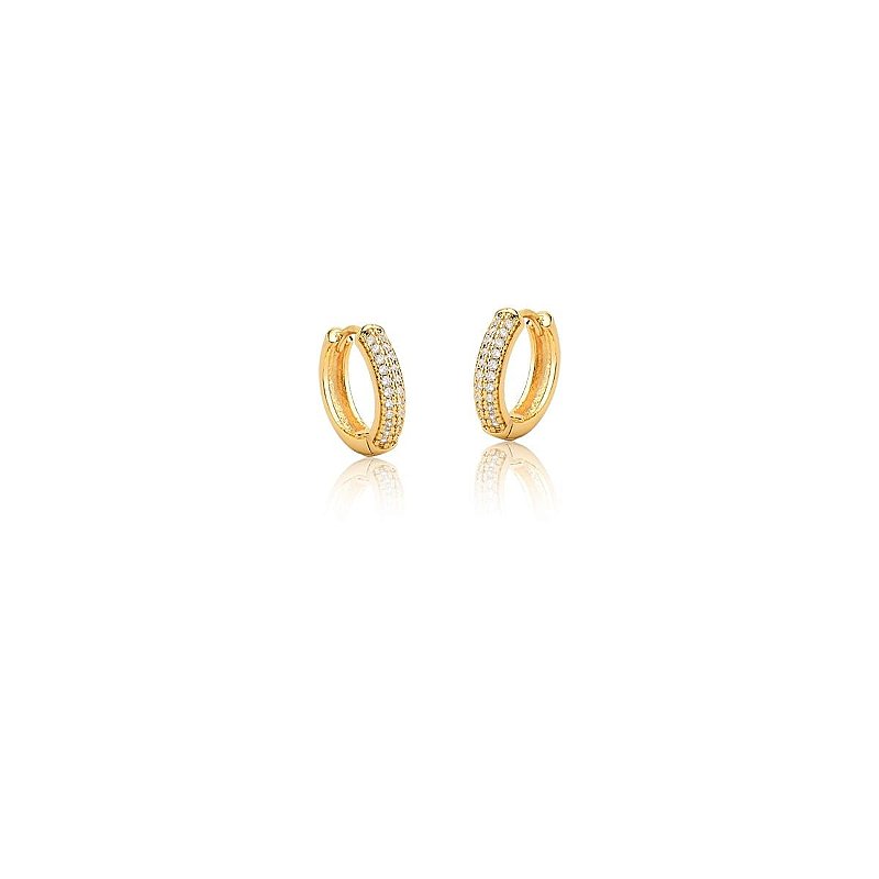 Argola Fechada Duas Fileiras de Zircônias Brancas Banhada a ouro 18k